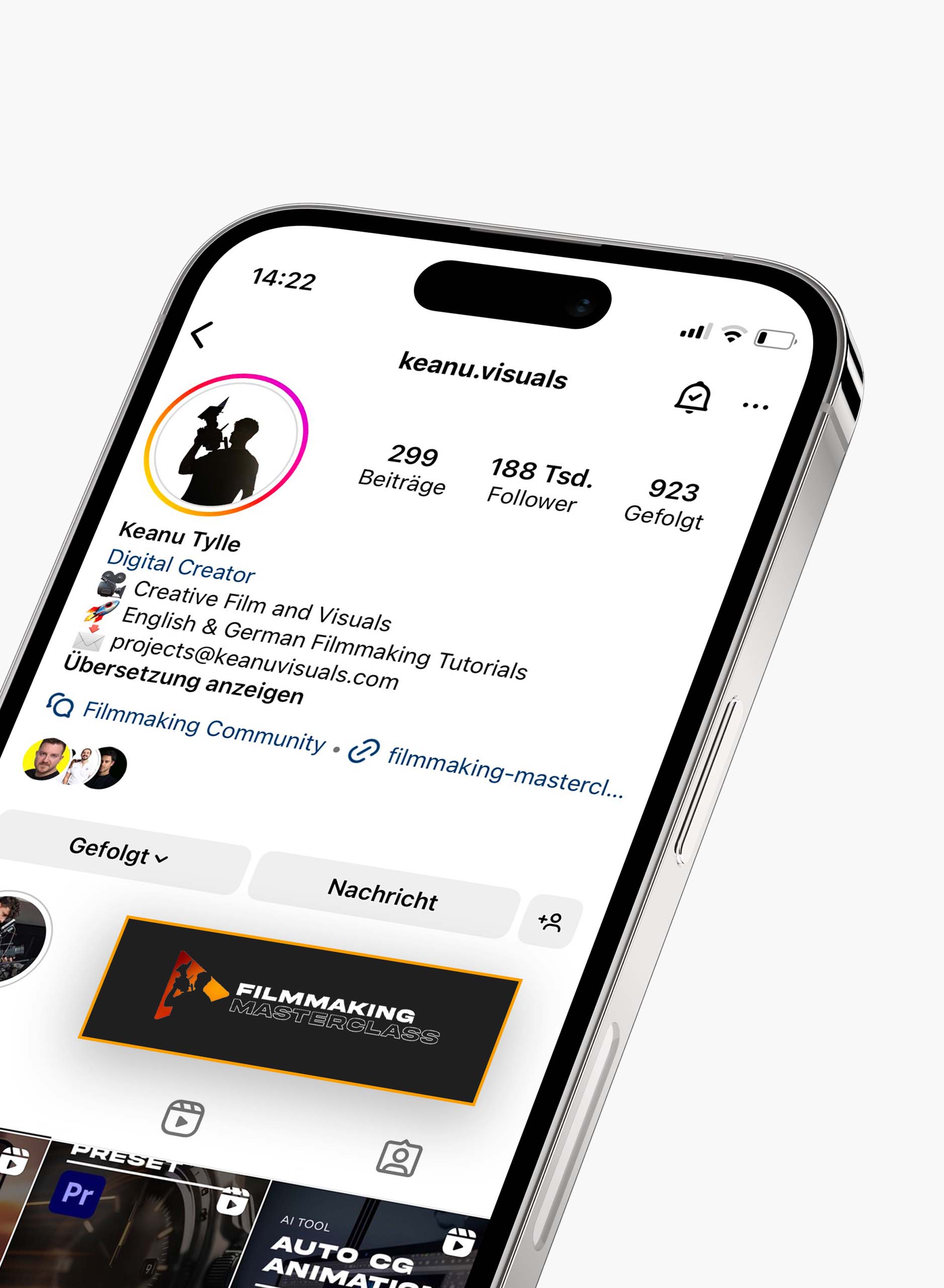 Keanu.visuals Instagram Account auf iPhone